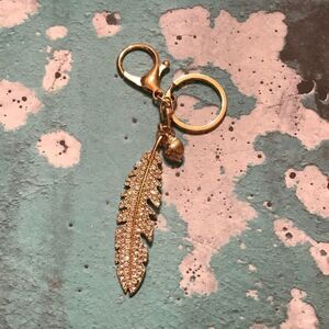 Feather Rhinestone Clip Key Ring